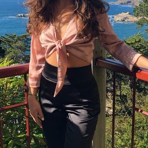 Urban Outfitters Tops - Pink silk tie crop top Urban Outfitters Tops - Pink silk tie crop top